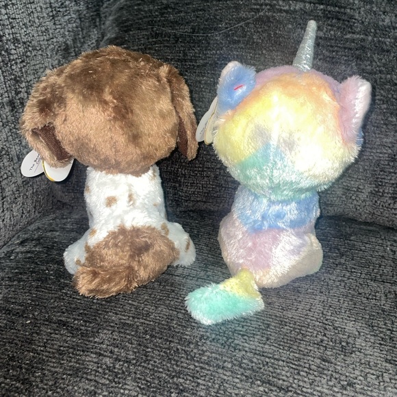 2 TY Beanie Boos Heather Unicorn cat & Muddles brown Dog 6” plush - Picture 2 of 6